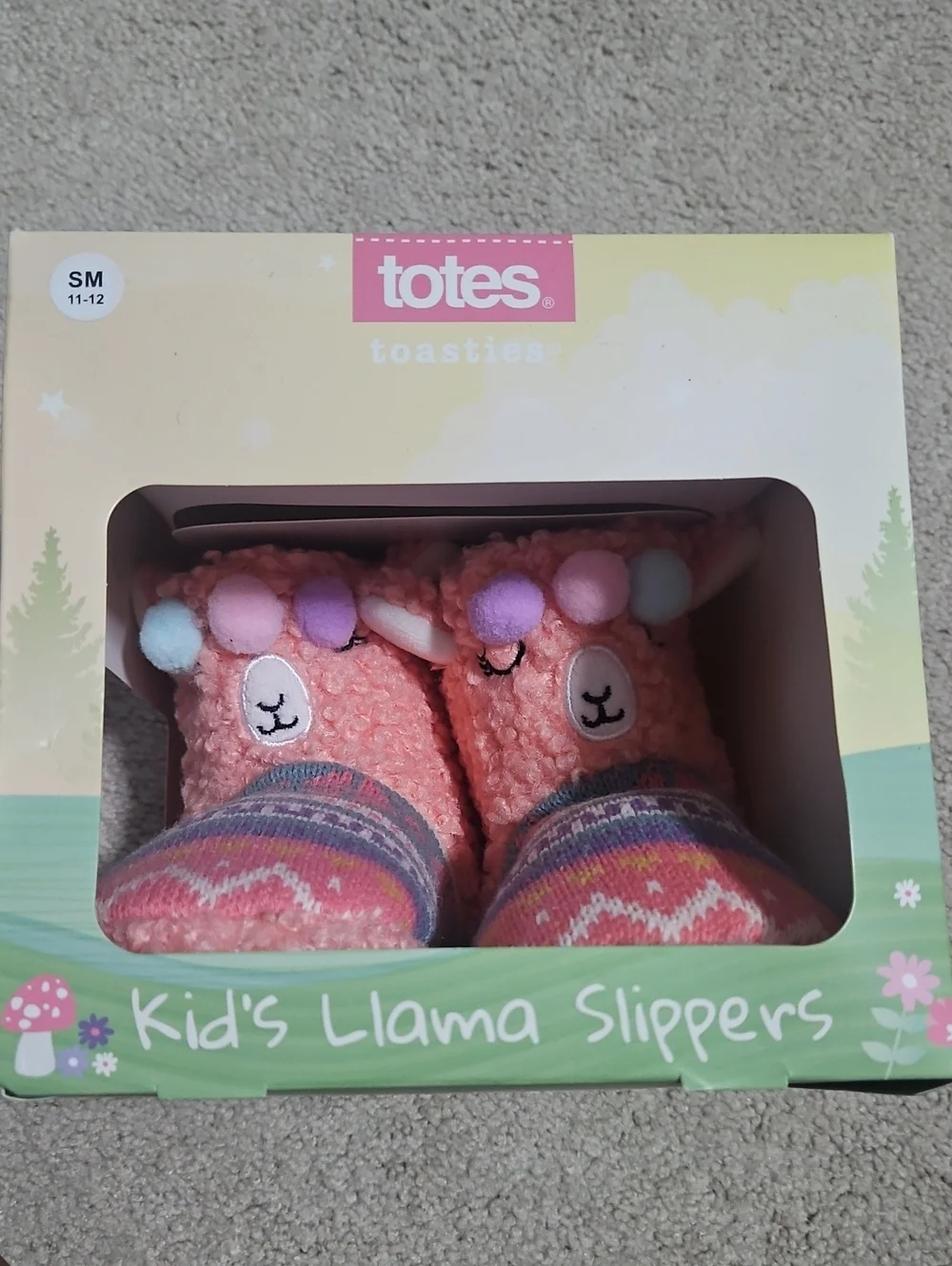 totes Pink Kid's Llama Slippers with Multicolor Accents